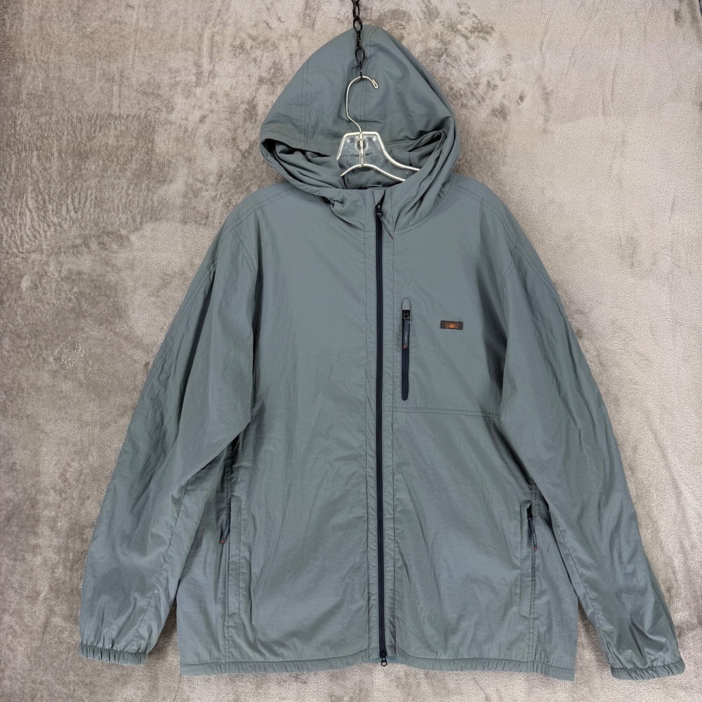 Faherty Shorelite Hooded Jacket Mens XL Slate Blue Gray Zip Windbreaker MOF2507